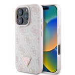 Guess “Triangle Metal Logo Strass Collection” Case Θήκη προστασίας από δερματίνη – iPhone 16 Pro Ροζ