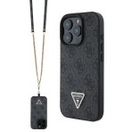 Guess “Metal Logo Strass Collection” Case Θήκη προστασίας Crossbody από δερματίνη– iPhone 16 Pro Μαύρο