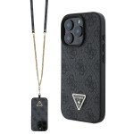 Guess “Metal Logo Strass Collection” Case Θήκη προστασίας Crossbody από δερματίνη– iPhone 16 Pro Μαύρο