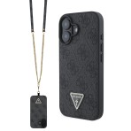 Guess “Metal Logo Strass Collection” Case Θήκη προστασίας Crossbody από δερματίνη – iPhone 16 Μαύρο