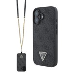 Guess “Metal Logo Strass Collection” Case Θήκη προστασίας Crossbody από δερματίνη – iPhone 16 Μαύρο