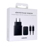 Samsung Quick Charger 45W Power Adapter EP-T4510 Black+Usb Data Type C To Type C 5A Black Packing Original