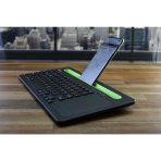 MediaRange Rechargeable Wireless Multi Device Bluetooth Keyboard with 78 keys, touchpad & Tablet slot (Black) - Image 3