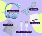 Bluetooth Ακουστικά HappyCase Popz Ασύρματα / Ενσύρματα Κεφαλής για Παιδιά με Ασφαλή Μέγιστη Ένταση Ήχου & LED Φωτισμό - Blue - Image 2
