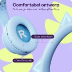 Bluetooth Ακουστικά HappyCase Popz Ασύρματα / Ενσύρματα Κεφαλής για Παιδιά με Ασφαλή Μέγιστη Ένταση Ήχου & LED Φωτισμό - Blue - Image 3