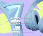 Bluetooth Ακουστικά HappyCase Popz Ασύρματα / Ενσύρματα Κεφαλής για Παιδιά με Ασφαλή Μέγιστη Ένταση Ήχου & LED Φωτισμό - Blue - Image 4