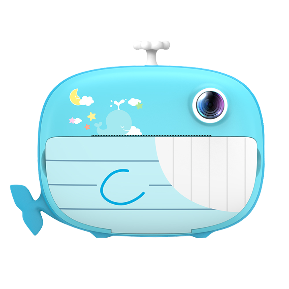 Παιδική Φωτογραφική Μηχανή Kiddoboo FotoFun 2 Whale με Οθόνη 2.4'' / 3 x Ρολά Εκτύπωσης για Άμεση Θερμική Εκτύπωση / 5 x Μαρκαδόροι / SD Card 32GB / Λουράκι Λαιμού - Blue - Image 3