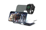 Veger Y9 3 in 1 Wireless Charging Station - Βάση Ασύρματης Φόρτισης Qi για Smartphone / Airpods / Apple Watch - Tarnish Grey